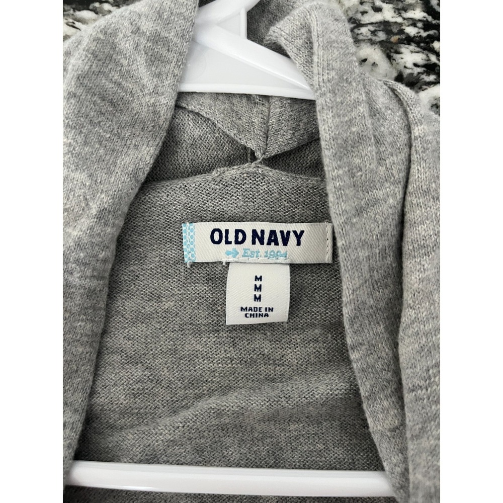 Old Navy Cardigan Sweater Womens Medium Heather Gray Tight Knit Open Front Warm - Picture 3 of 5